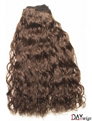 Curly Remy Real Hair Brown Top Weft Extensions