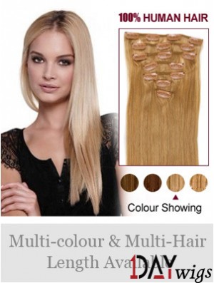 Top Blonde Straight Remy Real Hair Clip In Hair Extensions