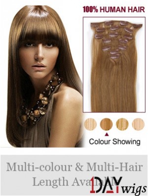 Hairstyles Brown Straight Remy Real Hair Clip In Hair Extensions