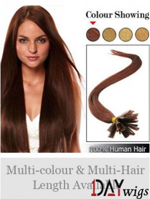 Auburn Straight Hairstyles Nail/U Tip Hair Extensions