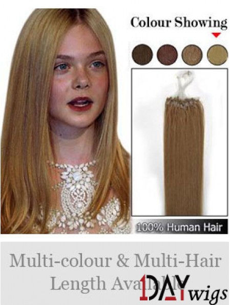 Modern Brown Straight Micro Loop Ring Hair Extensions