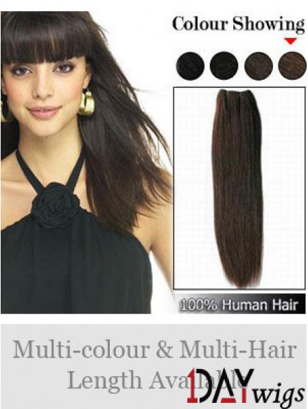 Straight Remy Real Hair Brown Durable Weft Extensions