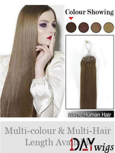 Fabulous Brown Straight Micro Loop Ring Hair Extensions