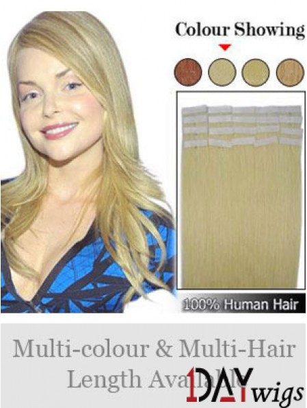 Blonde Straight Fashionable Remy Real Hair Tape In Hair Extensions
