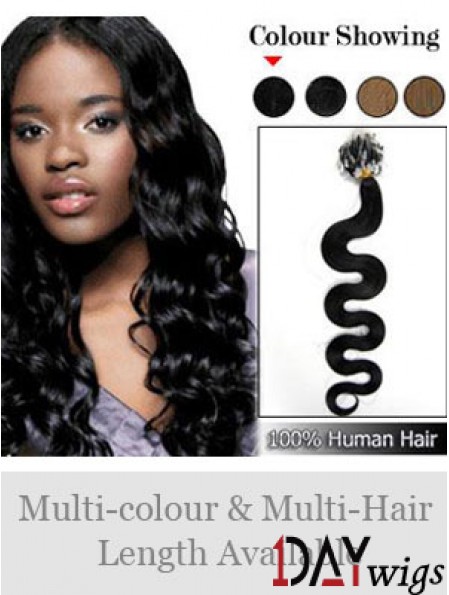 Top Black Wavy Micro Loop Ring Hair Extensions