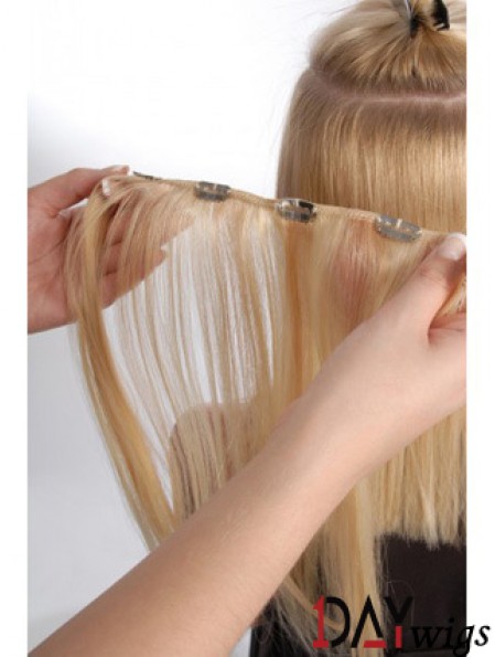 Flexibility Blonde Straight Remy Real Hair Clip In Hair Extensions