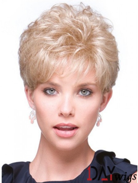 Short Curly Blonde Fabulous Synthetic Half Wigs