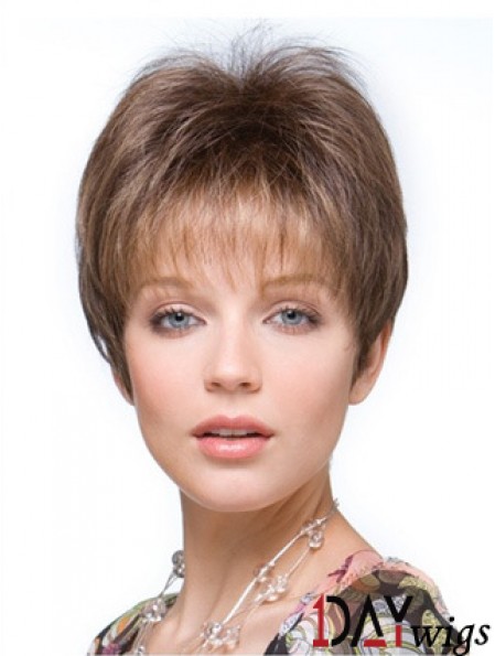 Falls Hairpieces Straight Style Brown Color Cropped Length