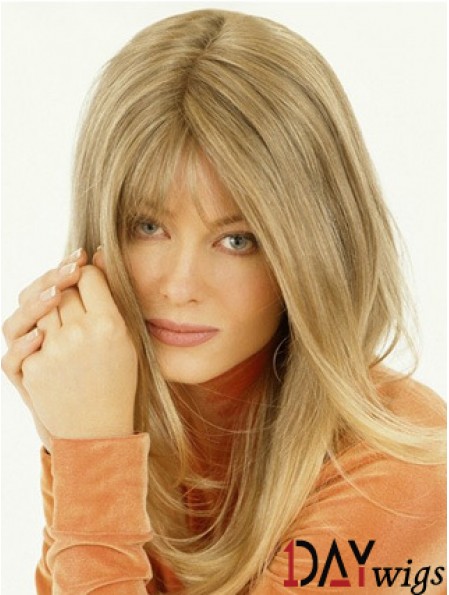 Wig Falls Long Length Straight Style Blonde Color