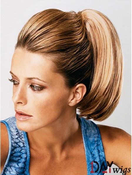 Ponytail Extensions Straight Style With Synthetic Brown Color