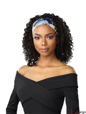 Curly Wavy Wig 14 Inch Real Hair Headband Wig