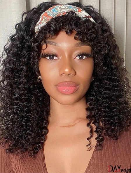 Headband Wig With Bangs Deep Wave