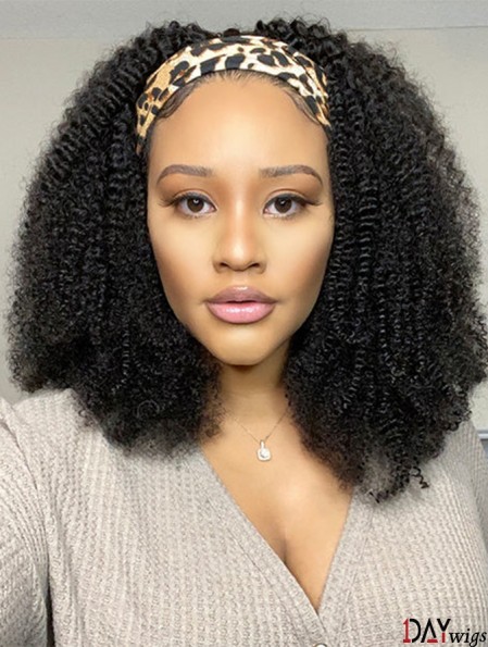 Natural Black Curl Affordable Headband Wig