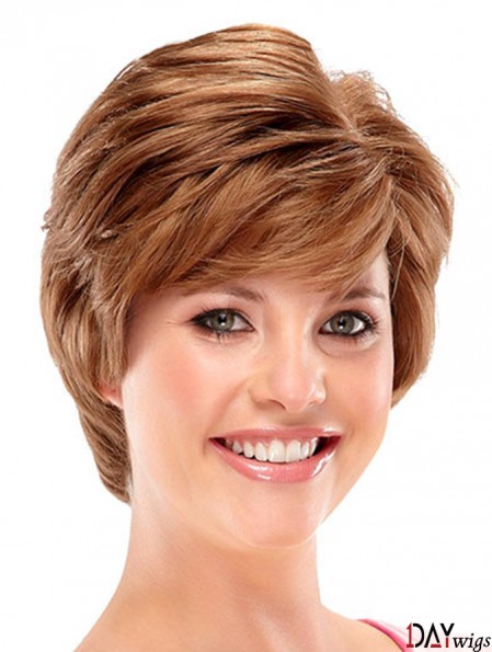 Designed Auburn Short Wavy Layered 6 inch Real Hair Wigs