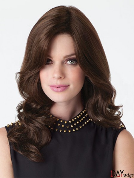 Natural Wigs Brown Color Long Length Wavy Style With Capless