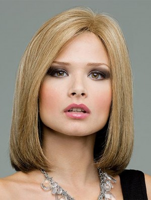 Straight Chin Length Blonde 12 inch Lace Front Flexibility Bob Wigs