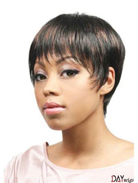 African Hair Wigs Boycuts Cropped Length Straight Style With Capless