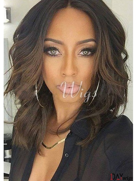 African Real Hair Wigs With Full Lace Brazilian Black Color Shoulder Length