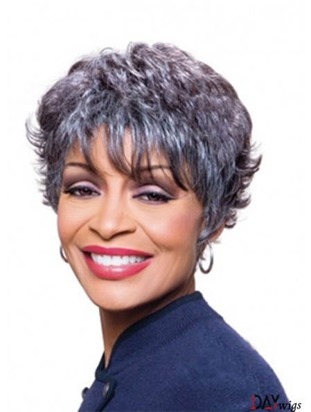 Synthetic Online Short Wavy Grey Wigs