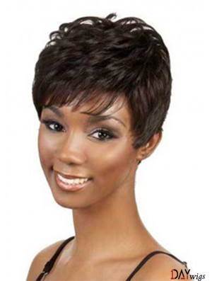 Short Brown Wavy Boycuts Good African American Wigs