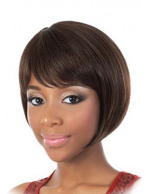 Chin Length Brown Straight Bobs Fashion African American Wigs