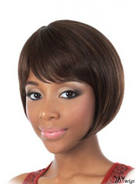 Chin Length Brown Straight Bobs Fashion African American Wigs