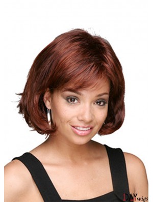 Chin Length Auburn Wavy Bobs Modern African American Wigs