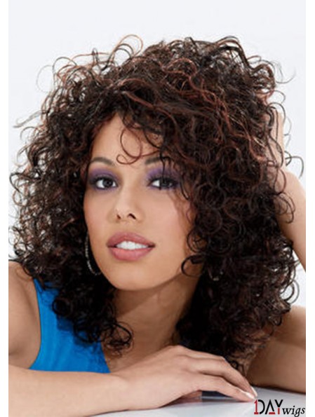 Long Brown Curly Without Bangs Perfect African American Wigs
