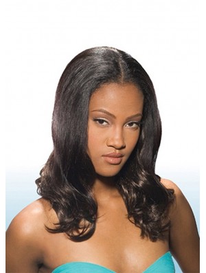 Long Brown Without Bangs Wavy Durable Full Lace Wigs