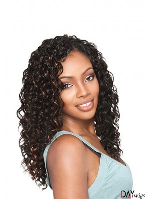 Long Brown Curly Without Bangs Exquisite African American Wigs