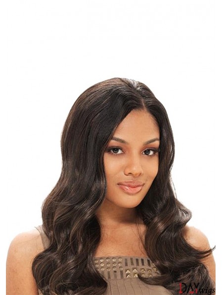 Long Brown Without Bangs Wavy Soft Full Lace Wigs
