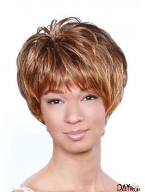 Short Brown Wavy Boycuts Popular African American Wigs