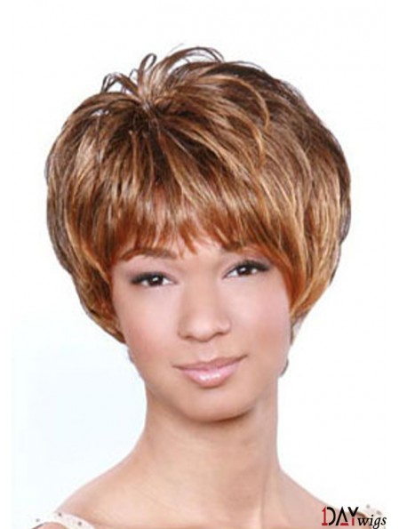 Short Brown Wavy Boycuts Popular African American Wigs