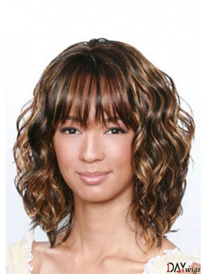 Shoulder Length Brown Curly Layered Best African American Wigs