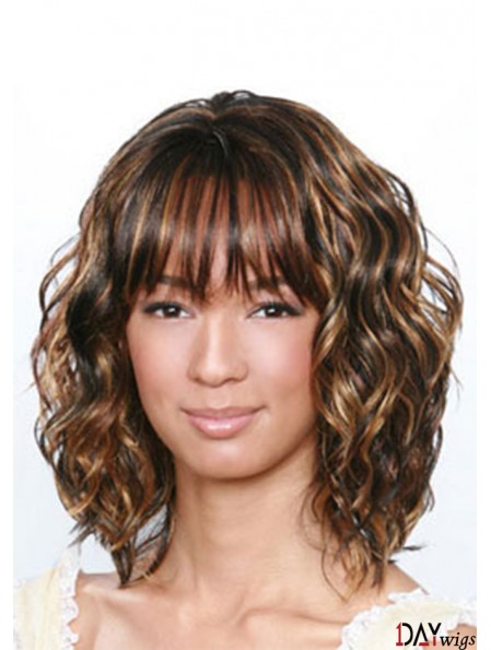 Shoulder Length Brown Curly Layered Best African American Wigs