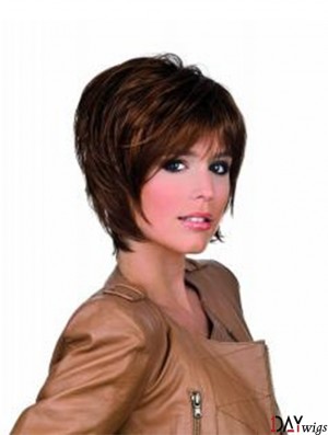 Flexibility Auburn Chin Length Straight Layered Lace Front Wigs