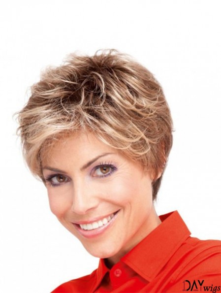 5 inch Good Curly Layered Blonde Short Wigs