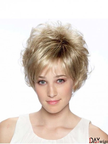 8 inch High Quality Curly Layered Blonde Short Wigs