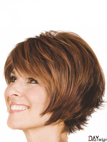 Bobs Wavy Brown Capless Convenient Short Wigs