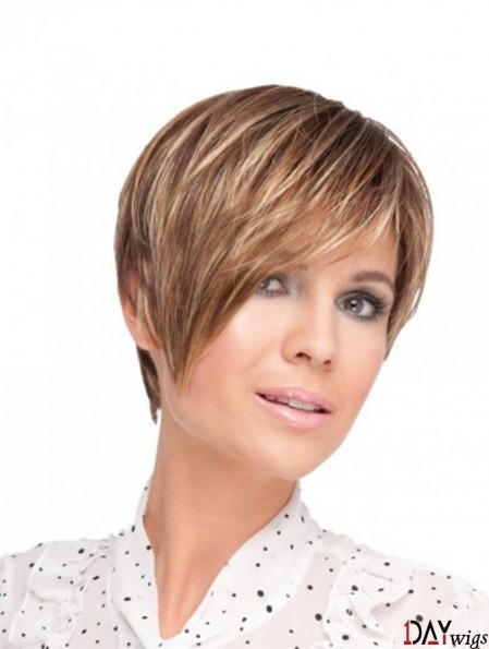 6 inch Discount Straight Layered Blonde Short Wigs