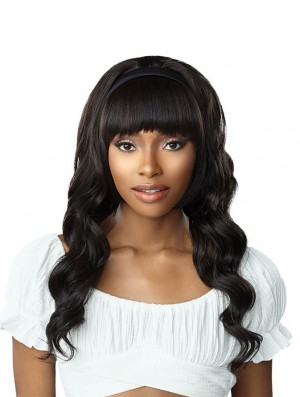 Water Wave Wigs Synthetic Headband Wig With Bangs